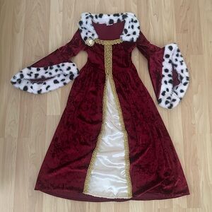 Classic Burgundy Royal Princess Costume Dress for Kids